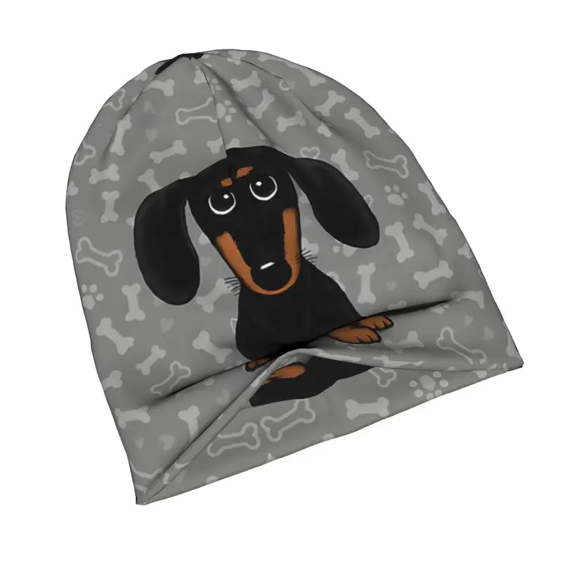 Unisex Dachshund Print Pullover Slouch Beanie Hat
