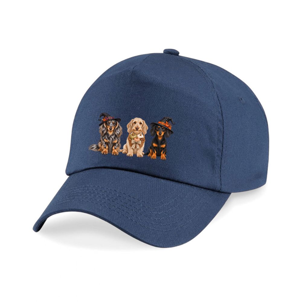 π French Navy Dachshund Halloween Crew Baseball Cap β 3 Dog Design πΎ
