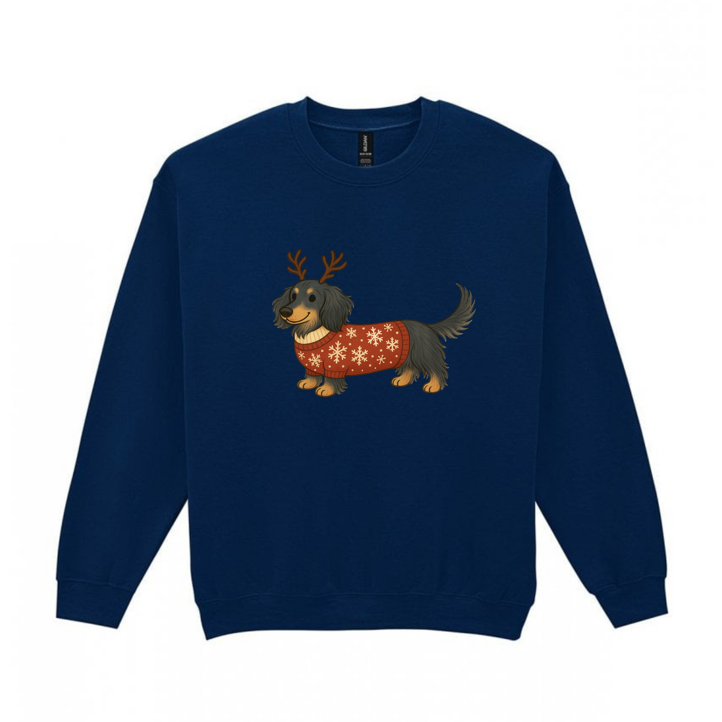 Christmas Blue & Tan Long Hair Dachshunds Sweaters - Available in 8 Colours