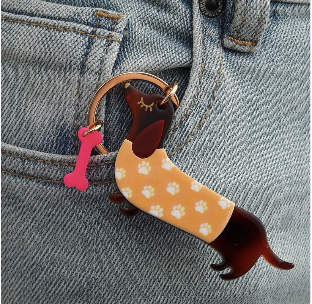 Paw Print Jacket Dachshund Keyring image 0