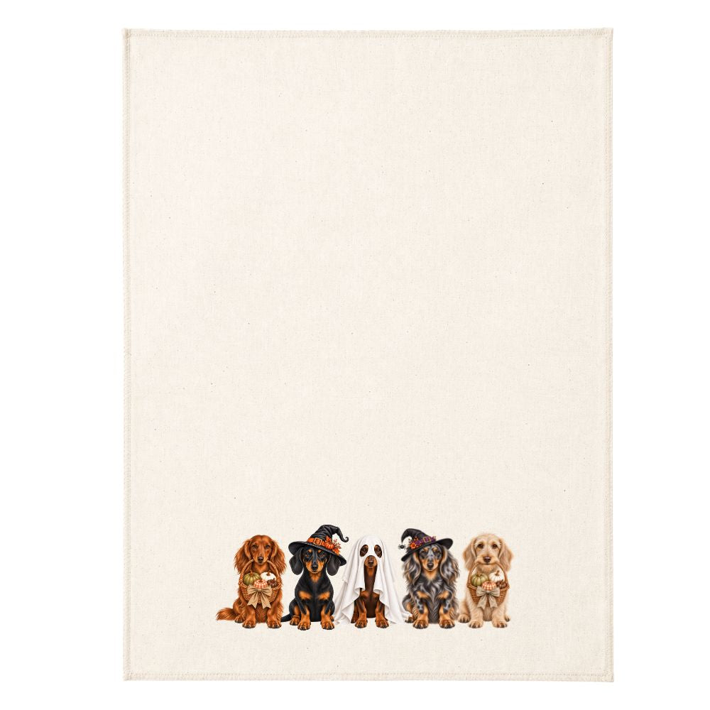 π Dachshund Halloween Crew Tea Towel β 3 or 5 Dog Design πΎ