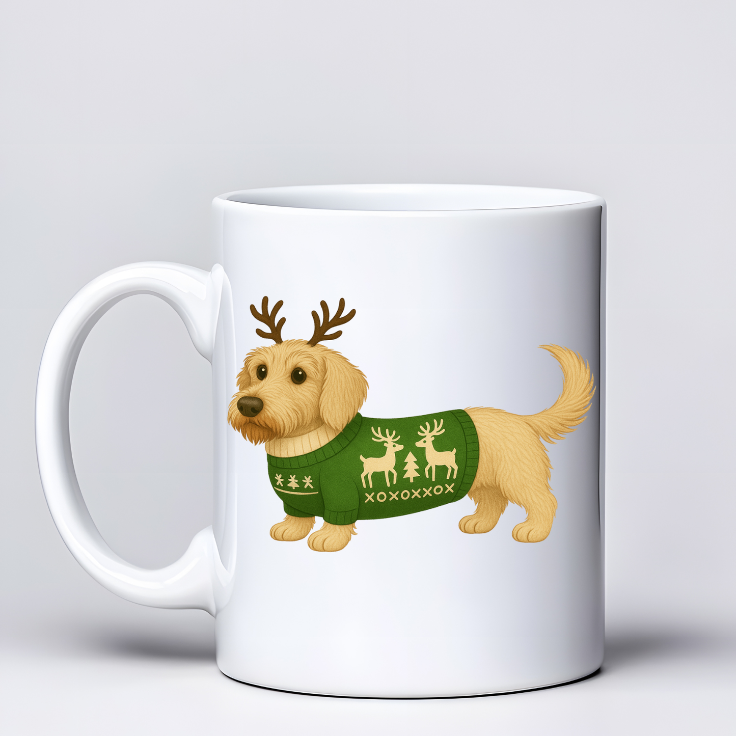 Wire Haired Dachshund Christmas Mugs - Choice of Colours (Dispatch after 26th Nov)