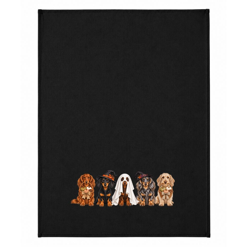 π Dachshund Halloween Crew Black Tea Towel β 3 or 5 Dog Design πΎ