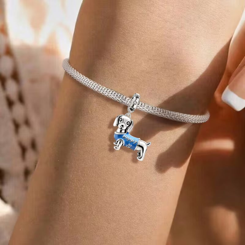 Happy Dachshund Charm – 925 Silver Plated