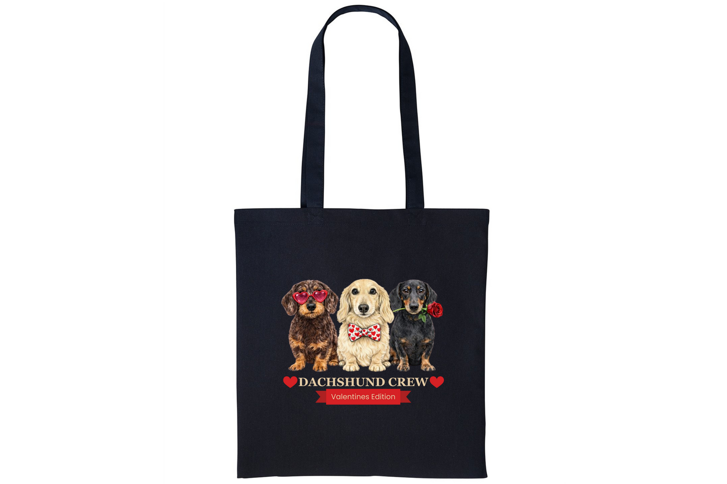Dachshund Crew – Valentines Edition Black Tote Bag