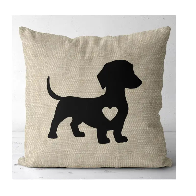 Dachshund Heart Silhouette Cushion Cover