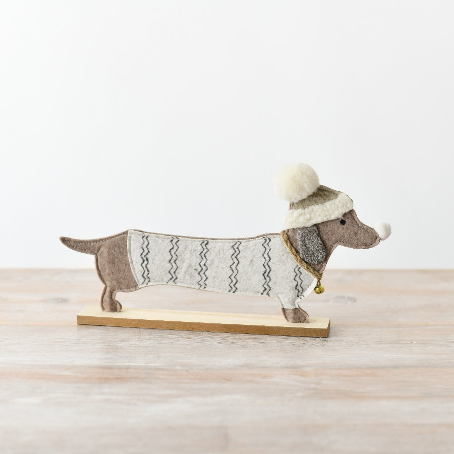 Christmas Sausage Dog Wooden & Felt Ornament – 34cm