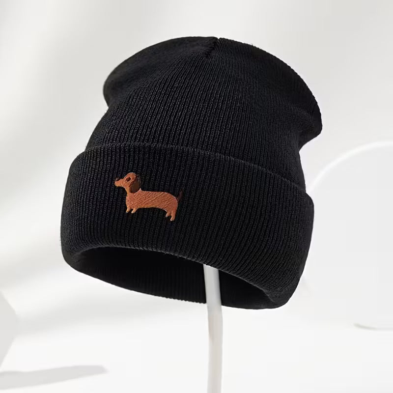 Dachshund Beanie Cap with Embroidery - Choice of Colours