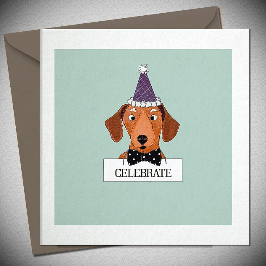 Sausage Dog Celebrate Greetings Card