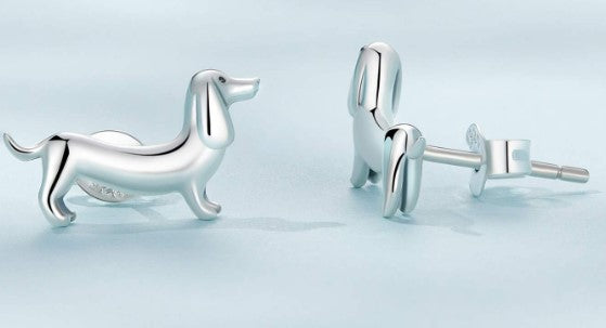 Dachshund Stud Earrings 925 silver image 1
