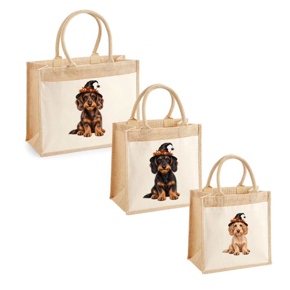 π Wire Haired Dachshund Halloween Witches Hat Pocket Tote β 6 Designs | 3 Sizes πΎ