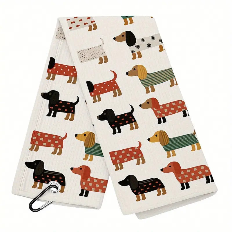 Dachshund Golf Towel with Hook