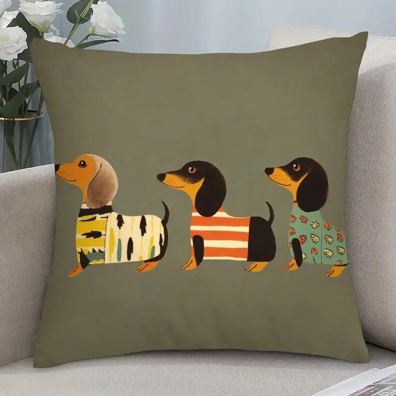 Whimsical Dachshund Cushion Cover