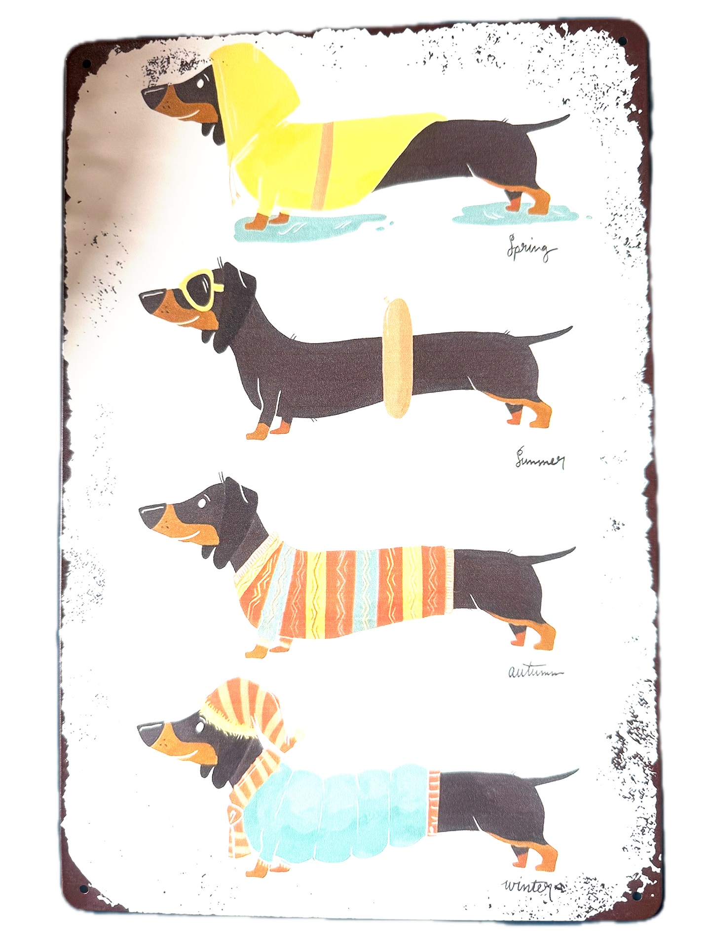 Dachshund 4 Seasons Metal Sign