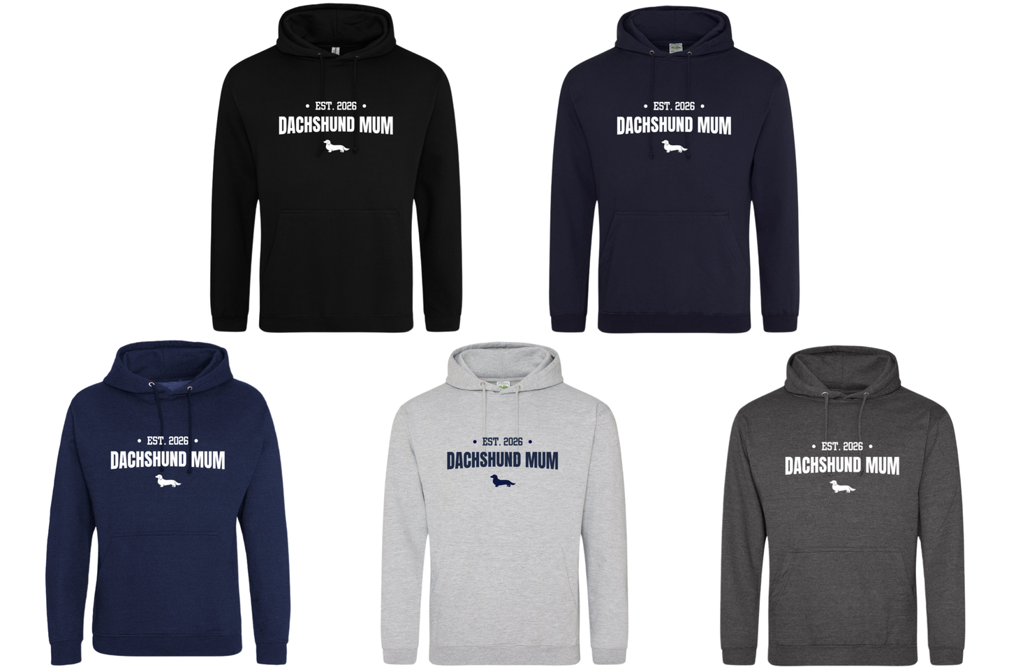 Dachshund Mum Personalised Year Hoodie - Long Hair - 5 Colours - Unisex