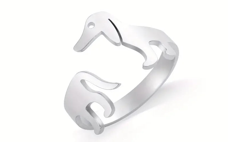 Stainless Steel Silver Colour Dachshund Adjustable Ring