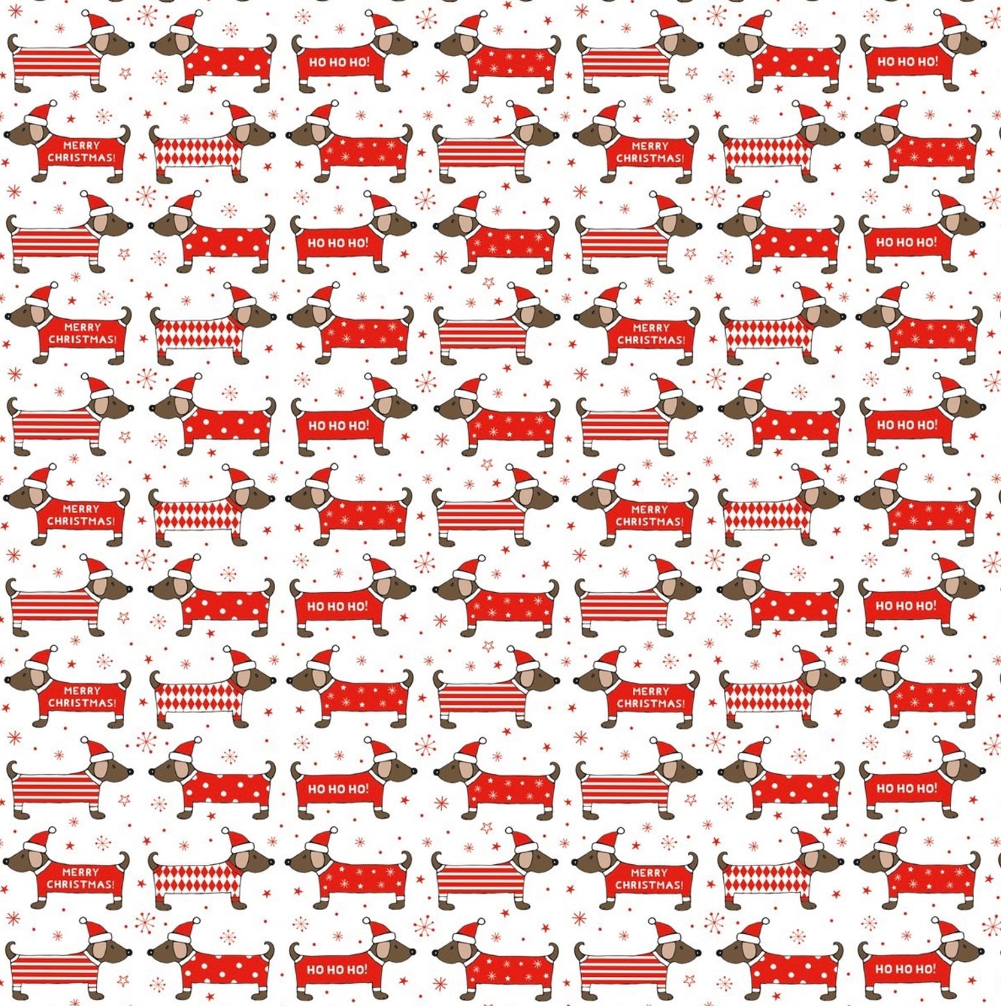 Sausage Dog Christmas Wrapping Paper & Gift Tags Set | 4 Sheets & 4 Tags