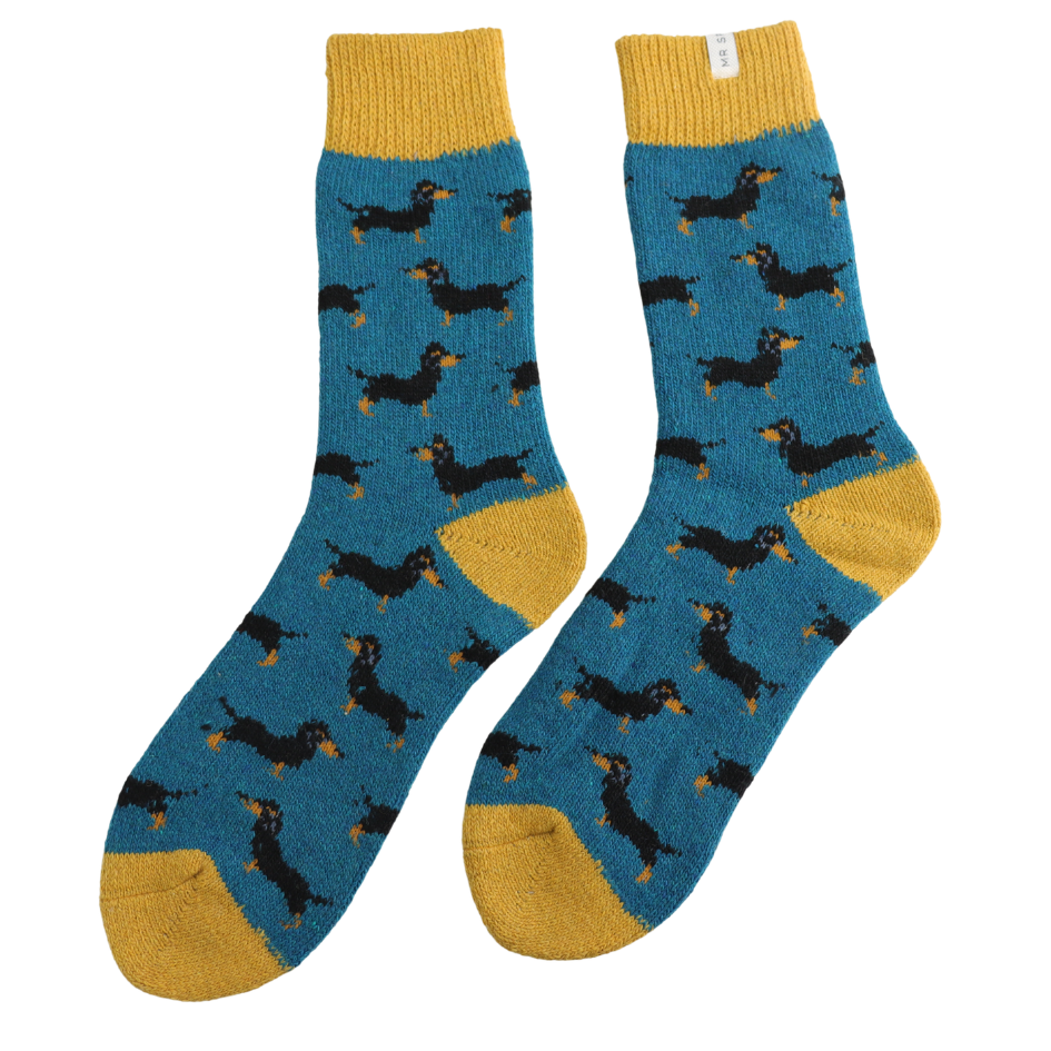 Mr Sparrow Wool Little Sausage Dogs Socks – Teal