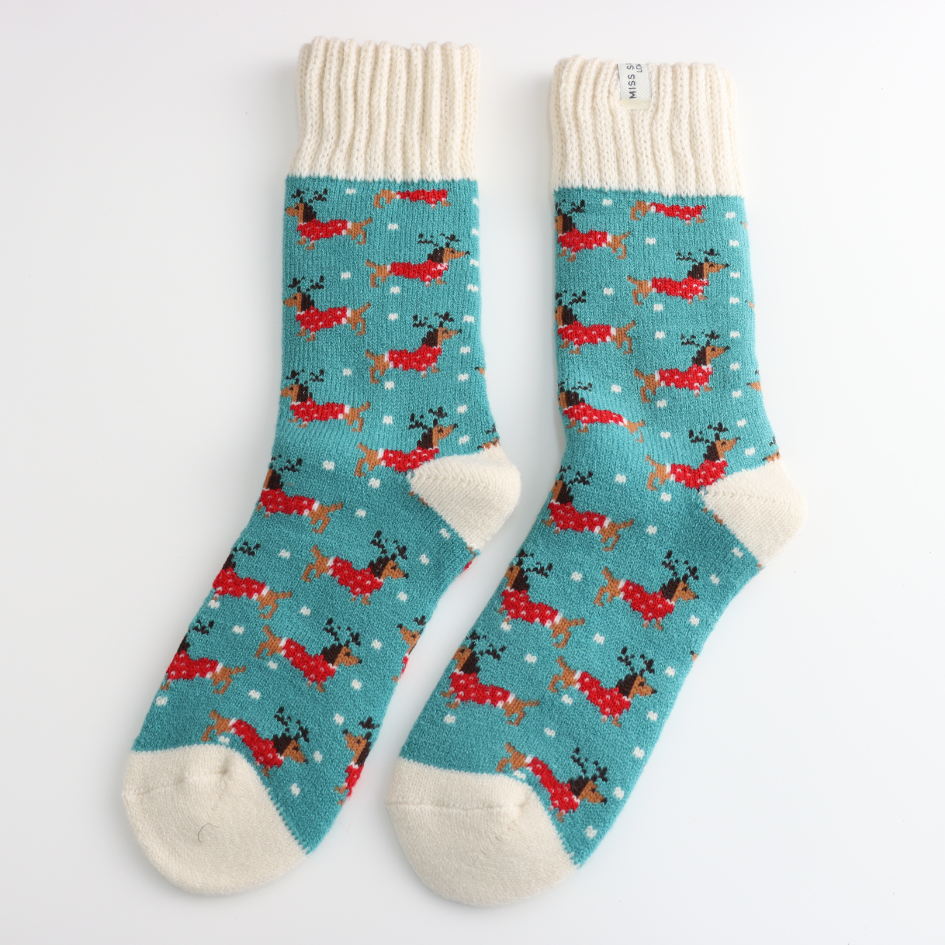 Ladies Thick Winter Xmas Sausage Dogs Socks Duck Egg
