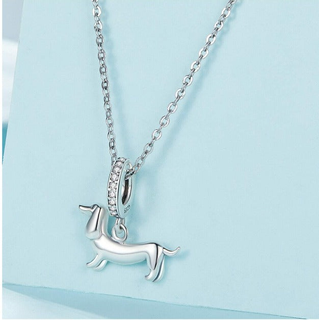 Dachshund Sterling Silver Charm - bracelet or necklace image 1