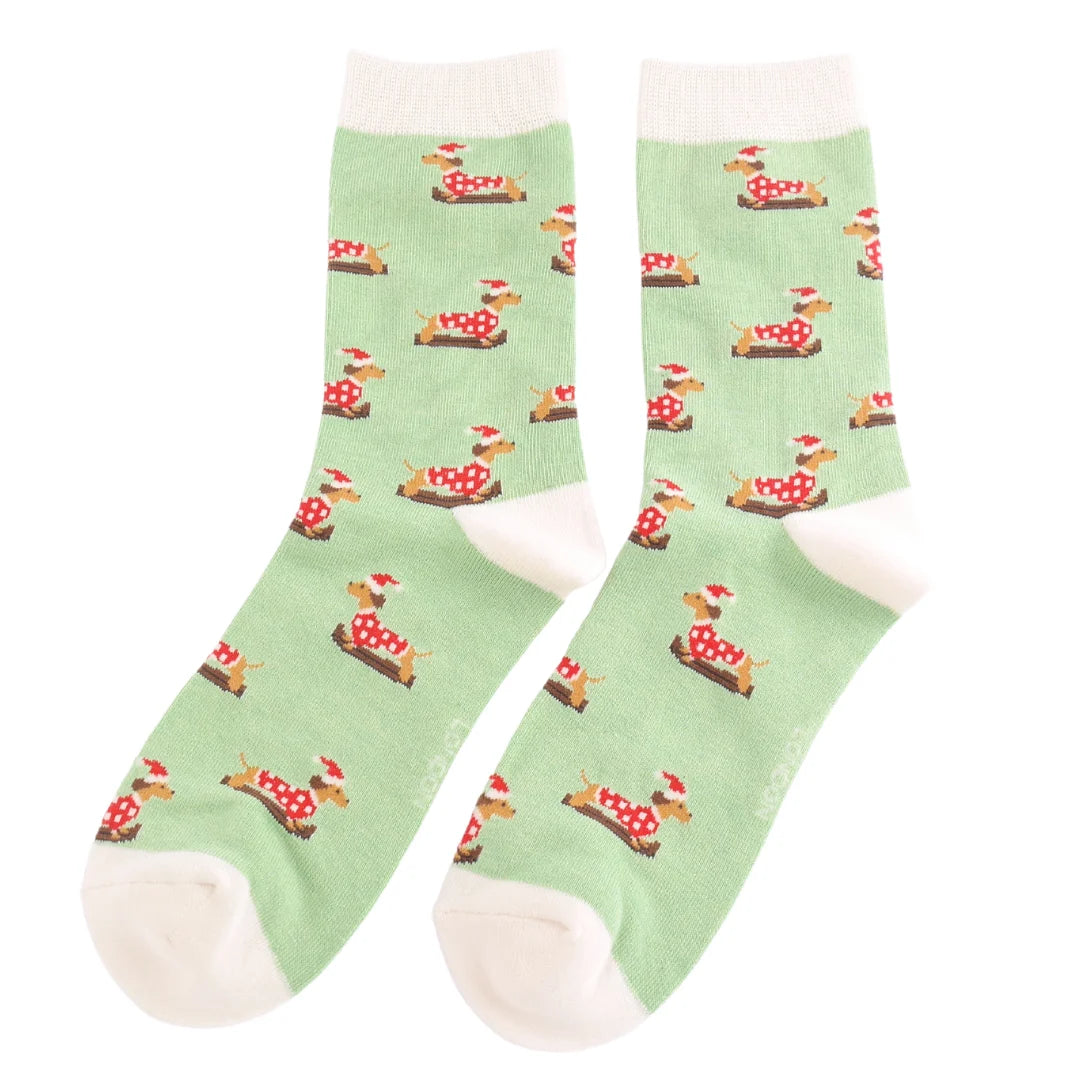 Ladies Bamboo Skiing Sausage Dogs Mint image 0