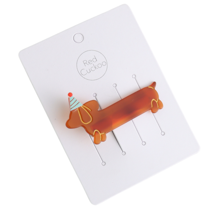 Sausage Dog Party Hat Slide Hair Clip