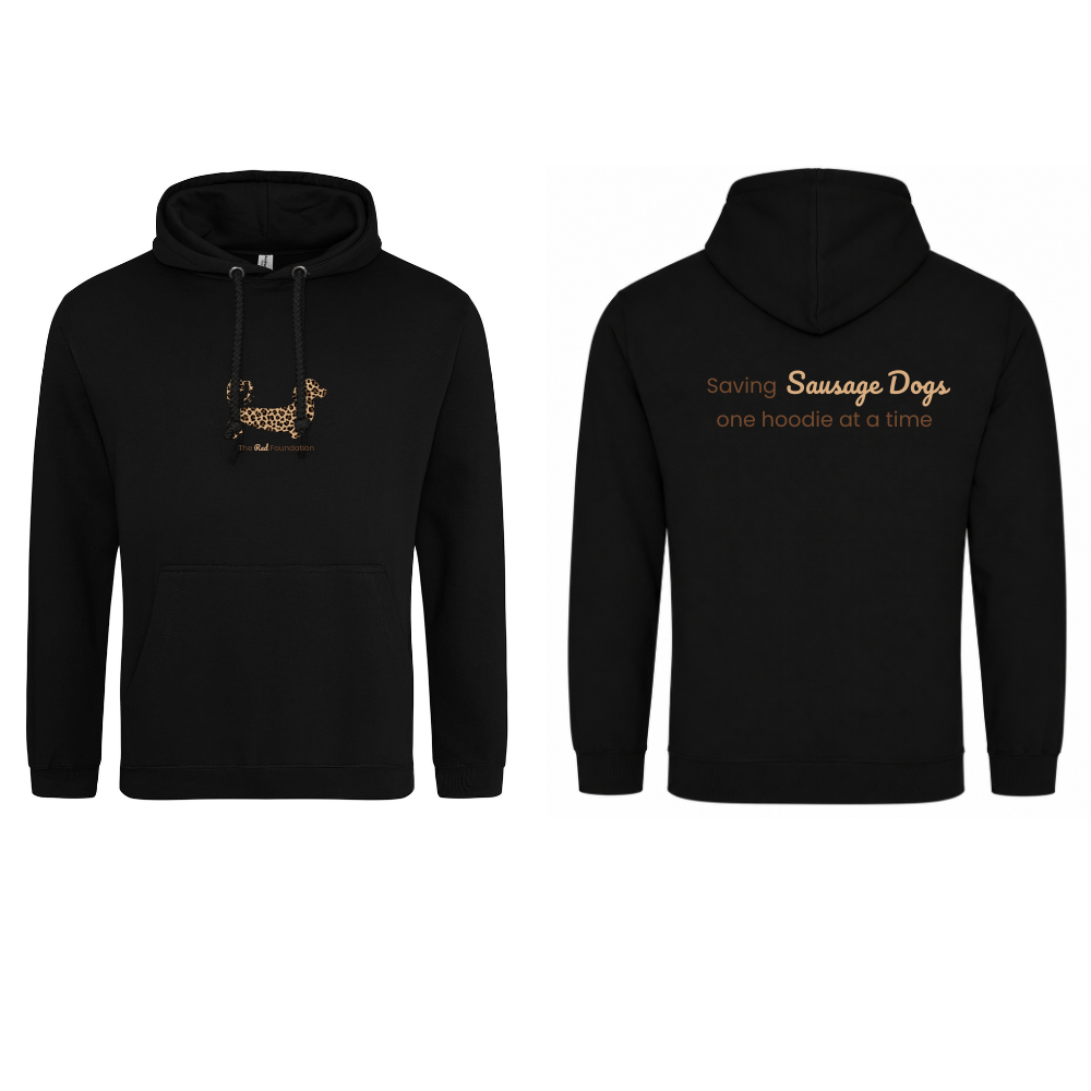 Leopard Print Dachshund Hoodie β Black