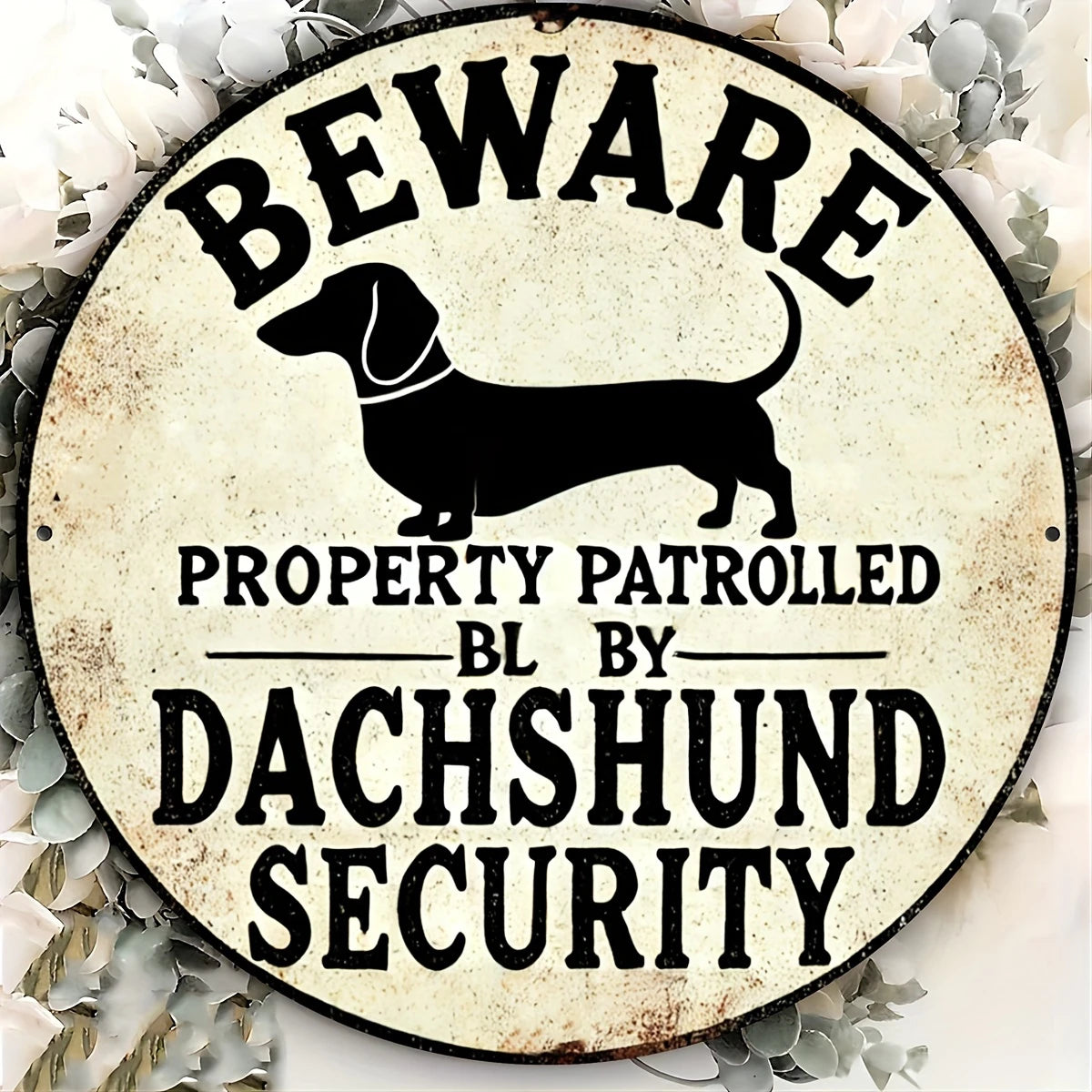 Dachshund Property Patrol Metal Sign