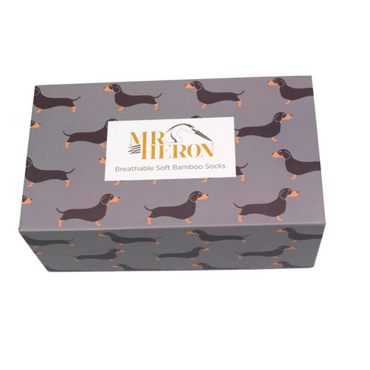 Mens Bamboo Little Sausage Dogs Socks Box image 0