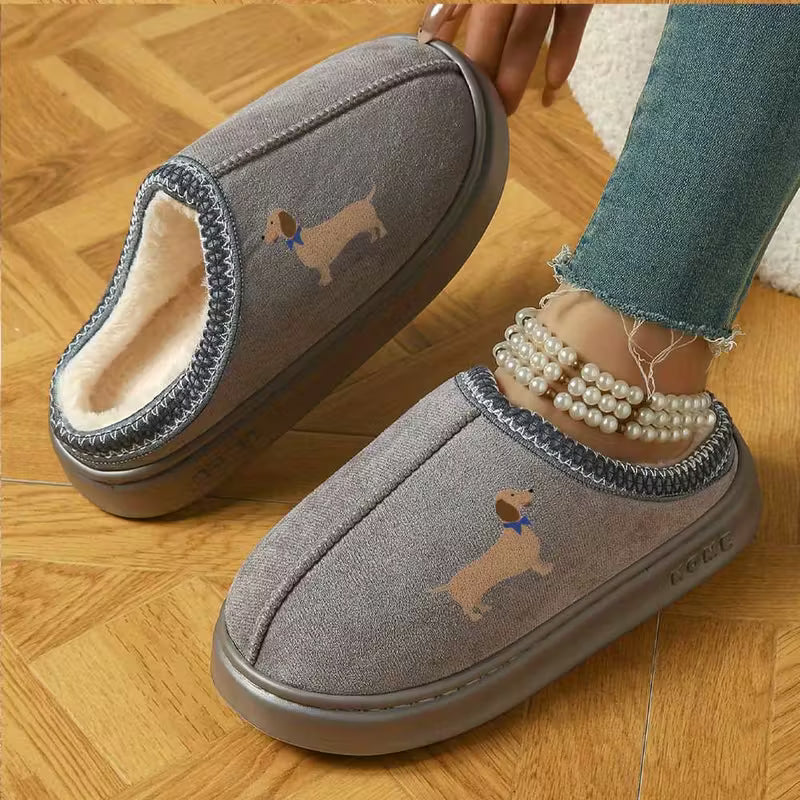 Dachshund with Bowtie Slip on Slippers - 4 Colours to Choose From