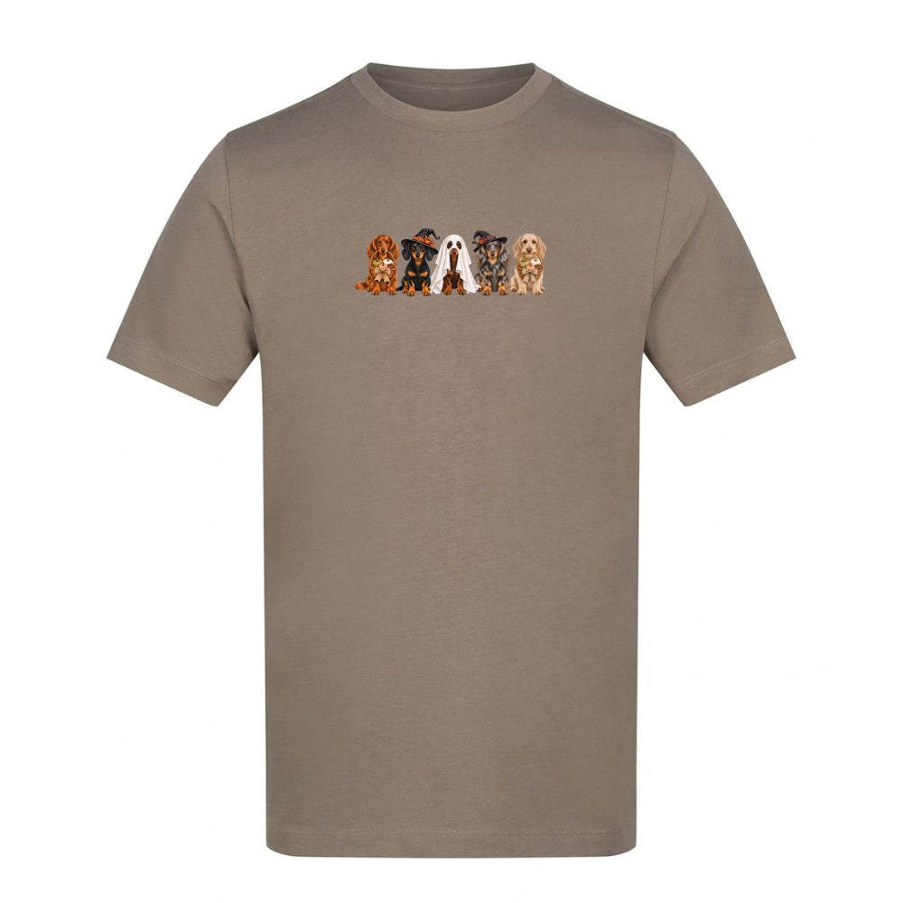 🎃 Mocha Brown Dachshund Halloween T-Shirt – 4 Designs | S–5XL 🐾