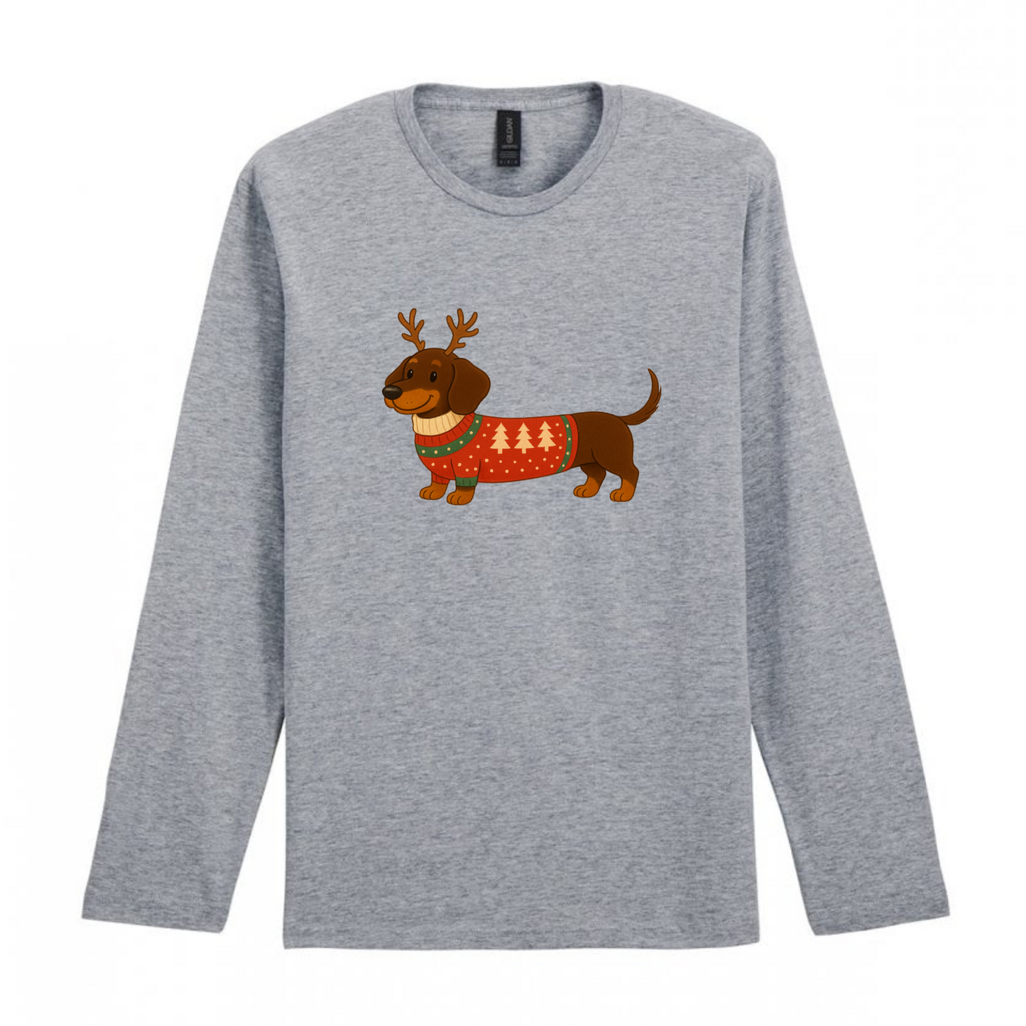 Christmas Dachshunds Grey Long Sleeved T Shirt - 21 Designs to Choose From (Dispatch after 26th Nov)