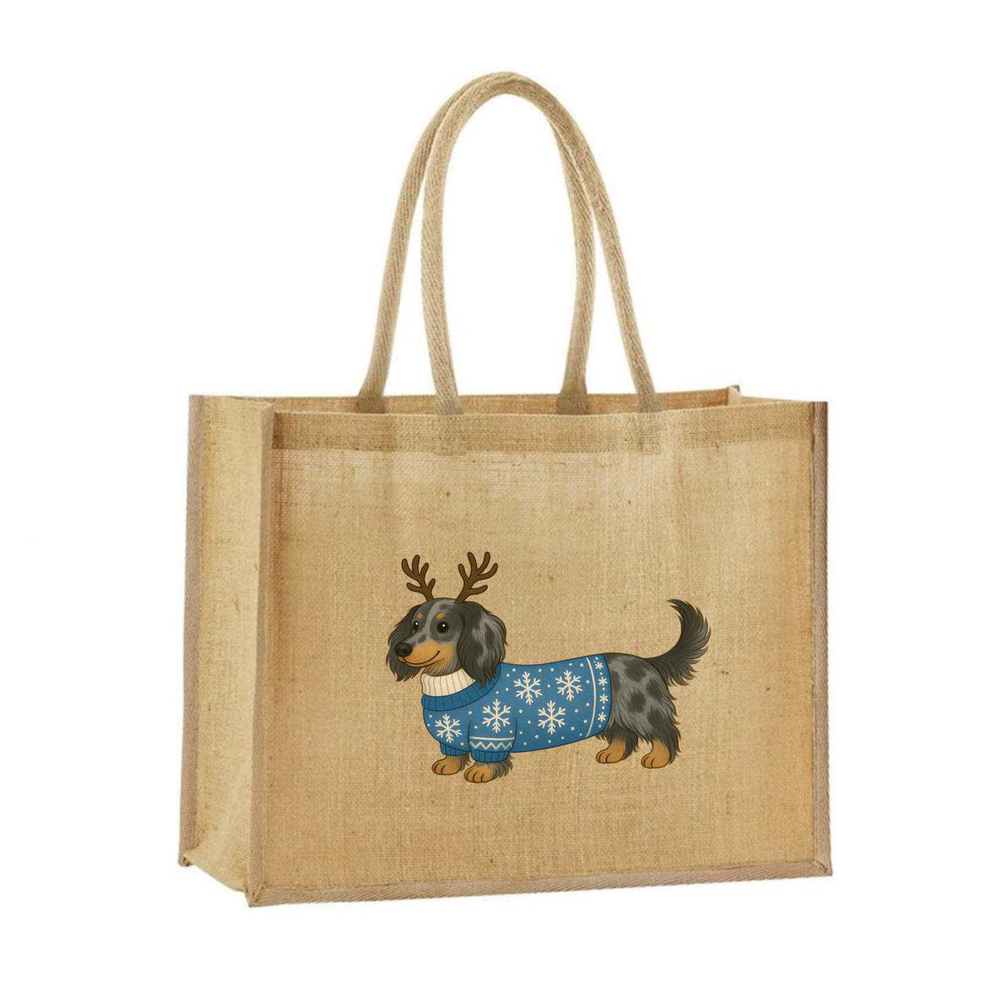 Christmas Dachshund Classic Jute Bag Shopper- 21 Designs to Choose From (Dispatch after 26th Nov)
