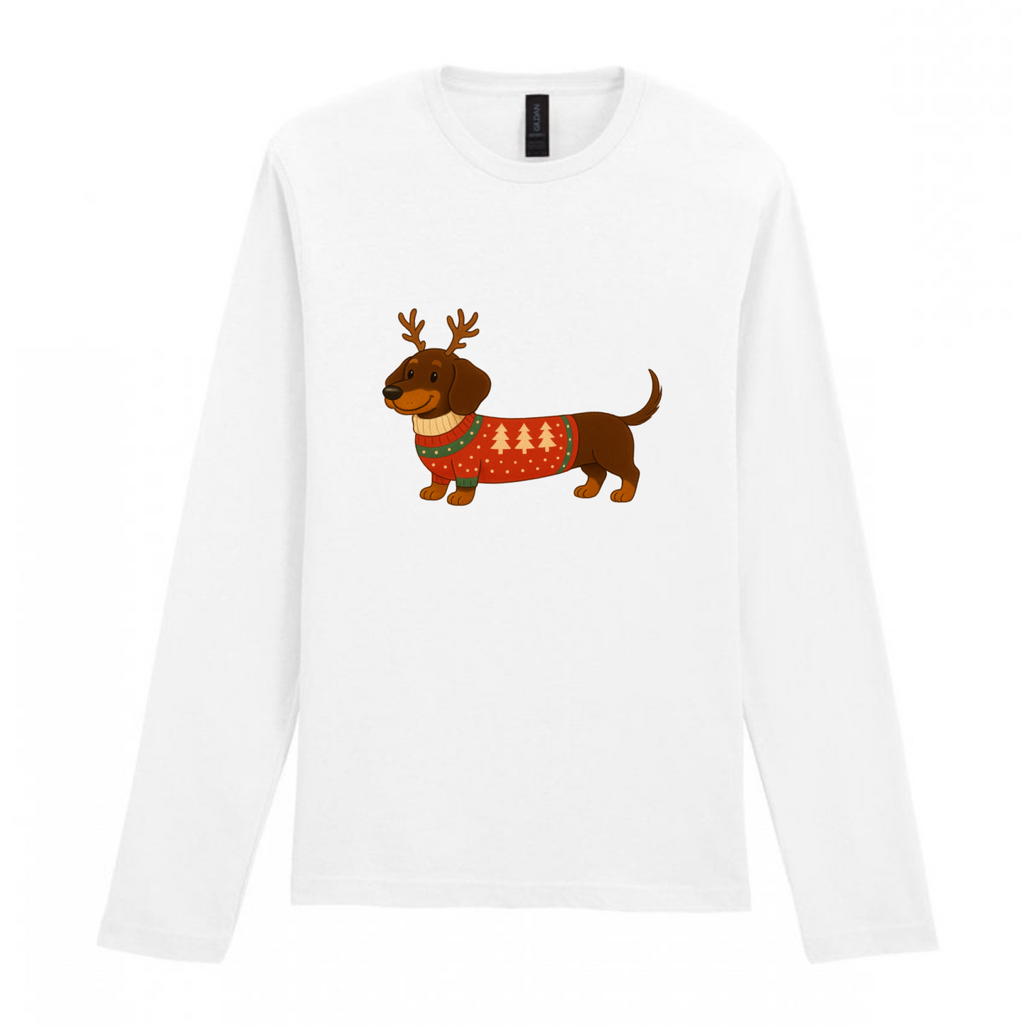 Christmas Dachshunds White Long Sleeved T Shirt - 21 Designs to Choose From (Dispatch after 26th Nov)