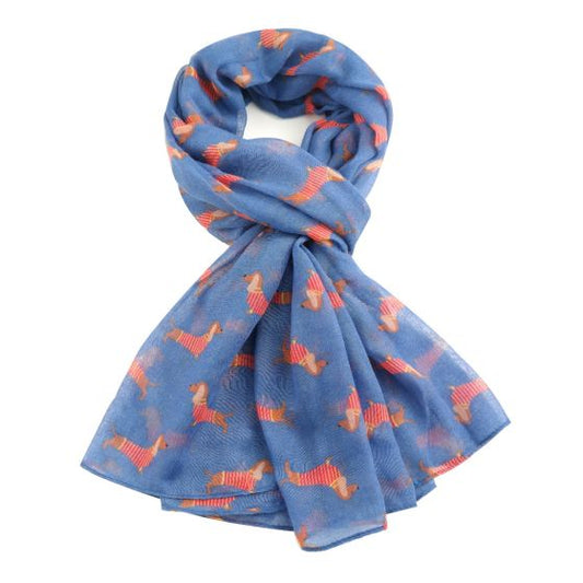 Sausage Dogs Dachshund Scarf in Navy