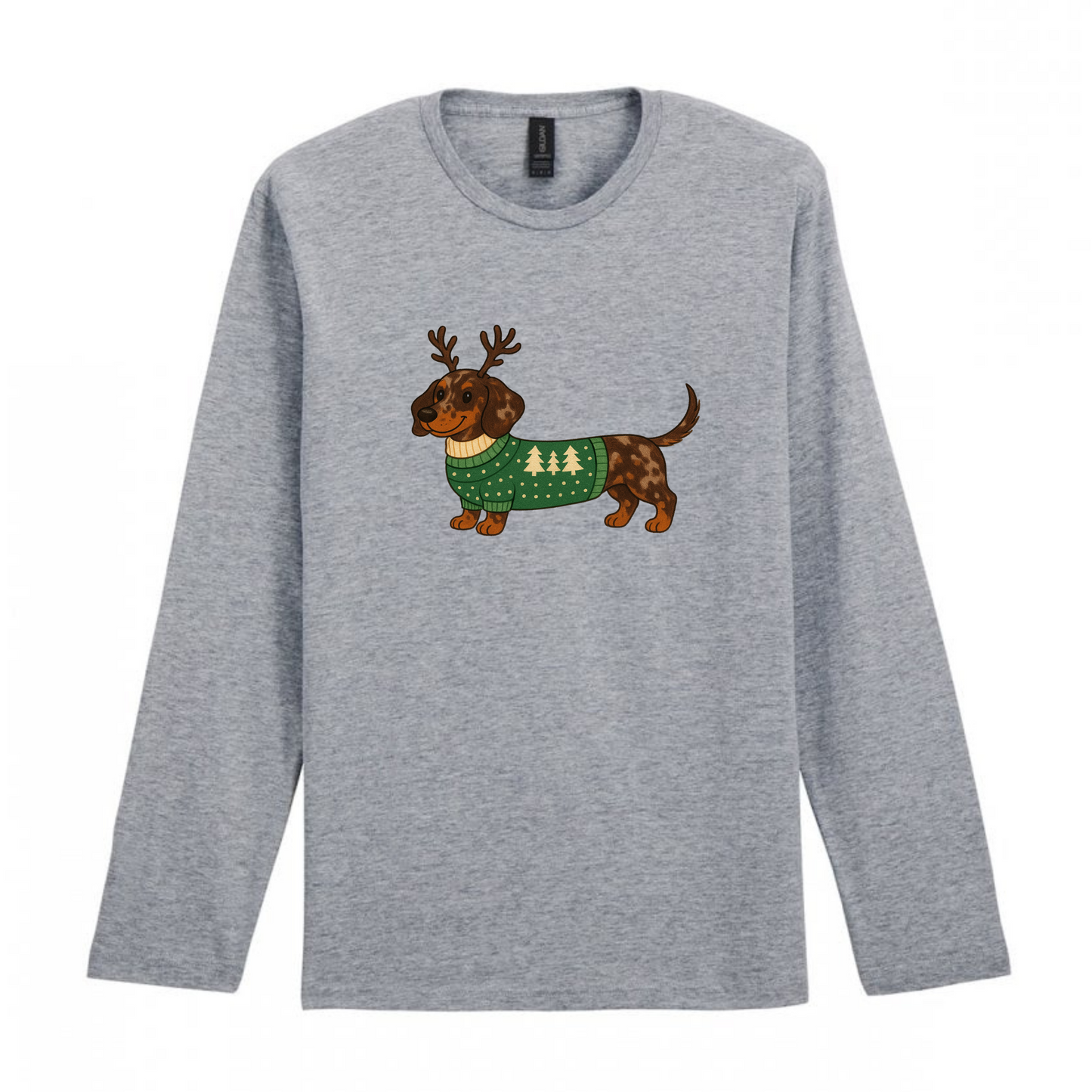 Christmas Dachshunds Grey Long Sleeved T Shirt - 21 Designs to Choose From (Dispatch after 26th Nov)