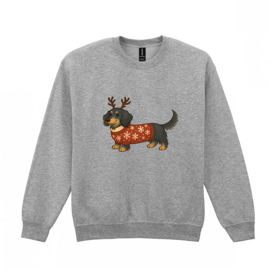 Christmas Blue & Tan Long Hair Dachshunds Sweaters - Available in 8 Colours (Dispatch after 26th Nov)