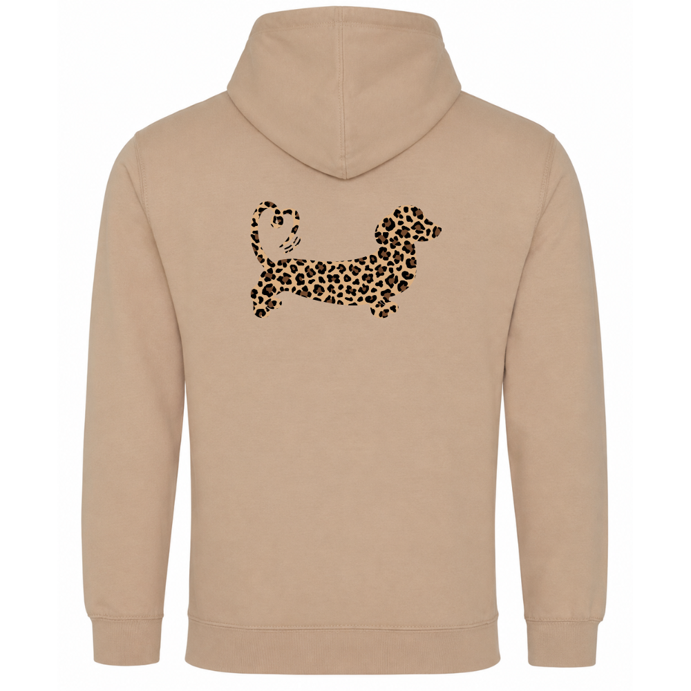 Leopard Print Dachshund Hoodie – Nude