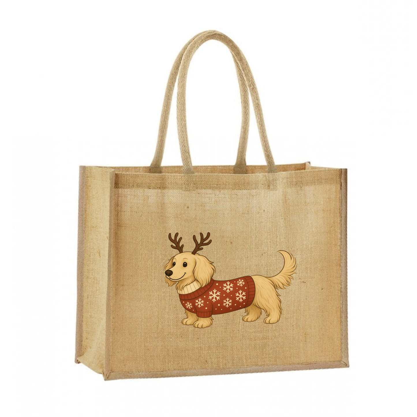 Christmas Dachshund Classic Jute Bag Shopper- 21 Designs to Choose From (Dispatch after 26th Nov)