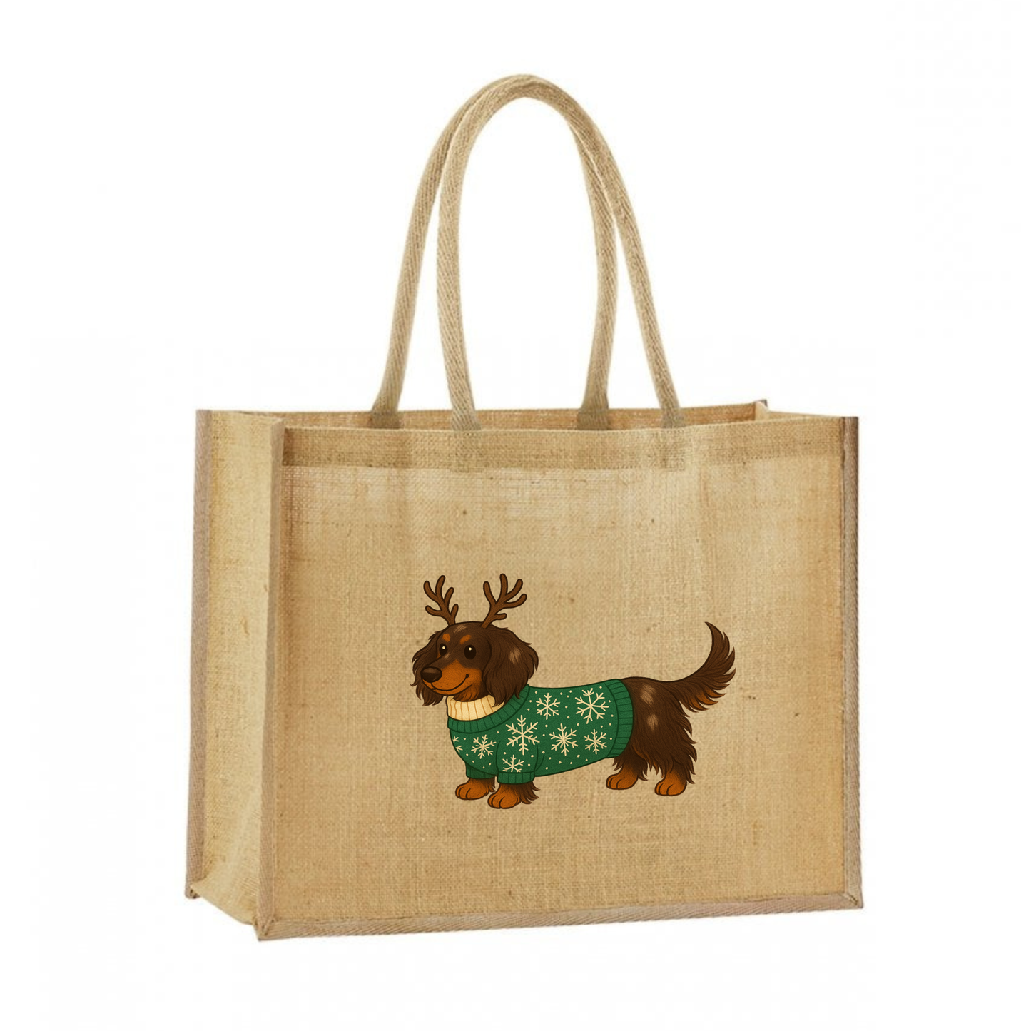 Christmas Dachshund Classic Jute Bag Shopper- 21 Designs to Choose From (Dispatch after 26th Nov)