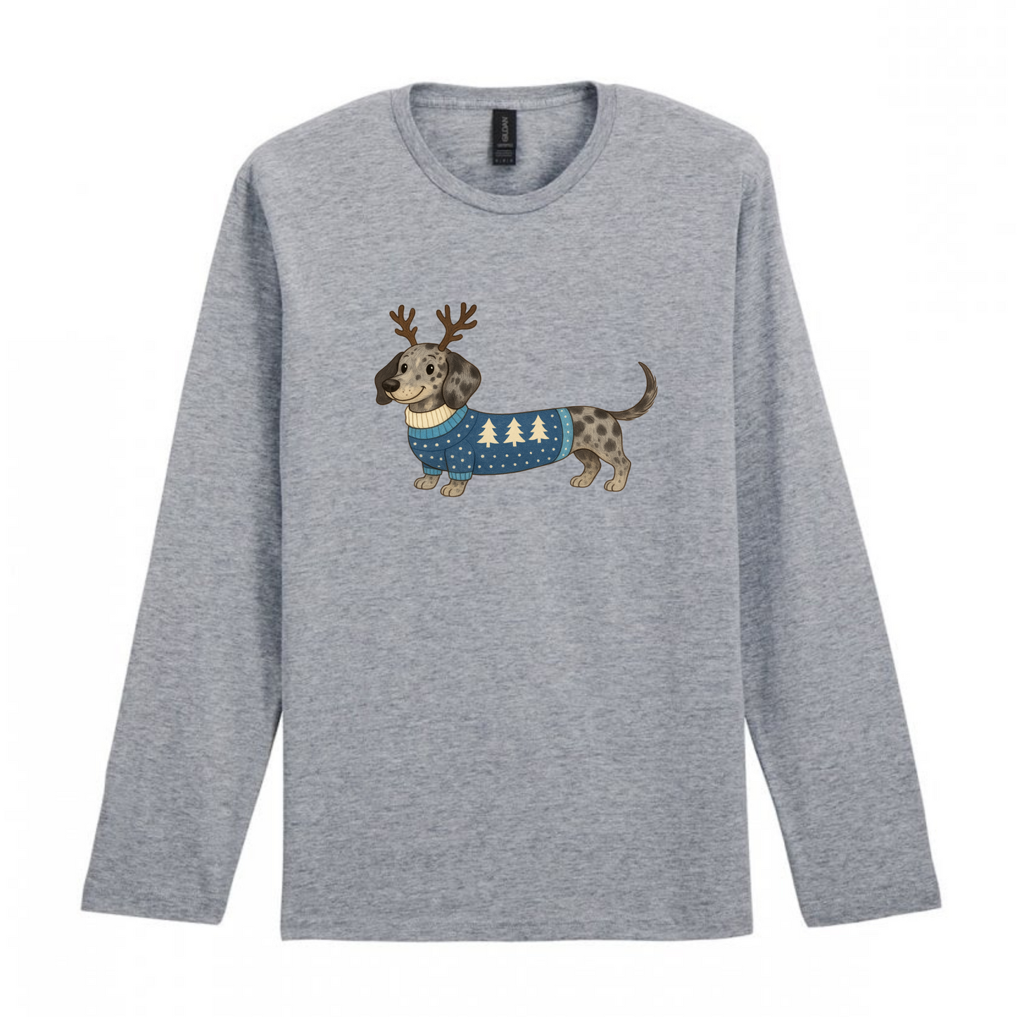 Christmas Dachshunds Grey Long Sleeved T Shirt - 21 Designs to Choose From (Dispatch after 26th Nov)
