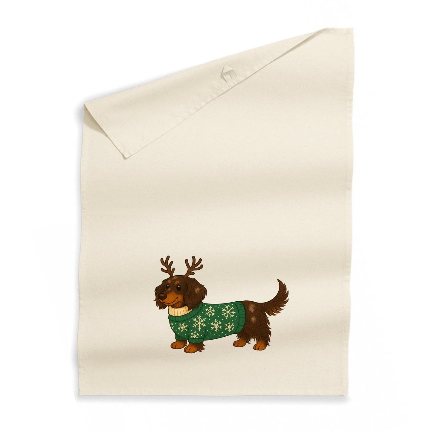 Christmas Dachshund Organic Cotton Tea Towel - 21 Designs to Choose From (Dispatch after 26th Nov)
