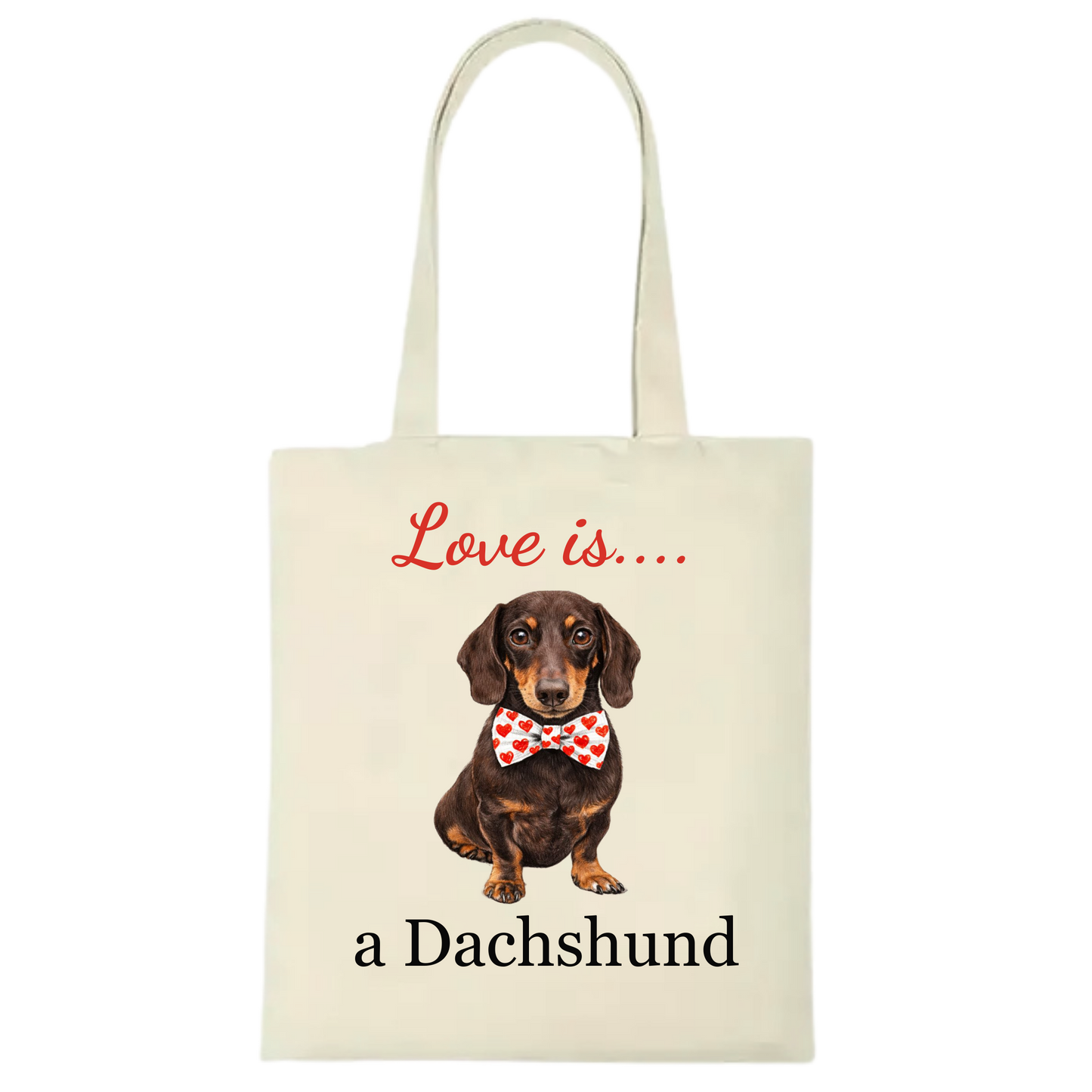 Love is... Personalised Dachshund Tote Bag - 22 options to choose from