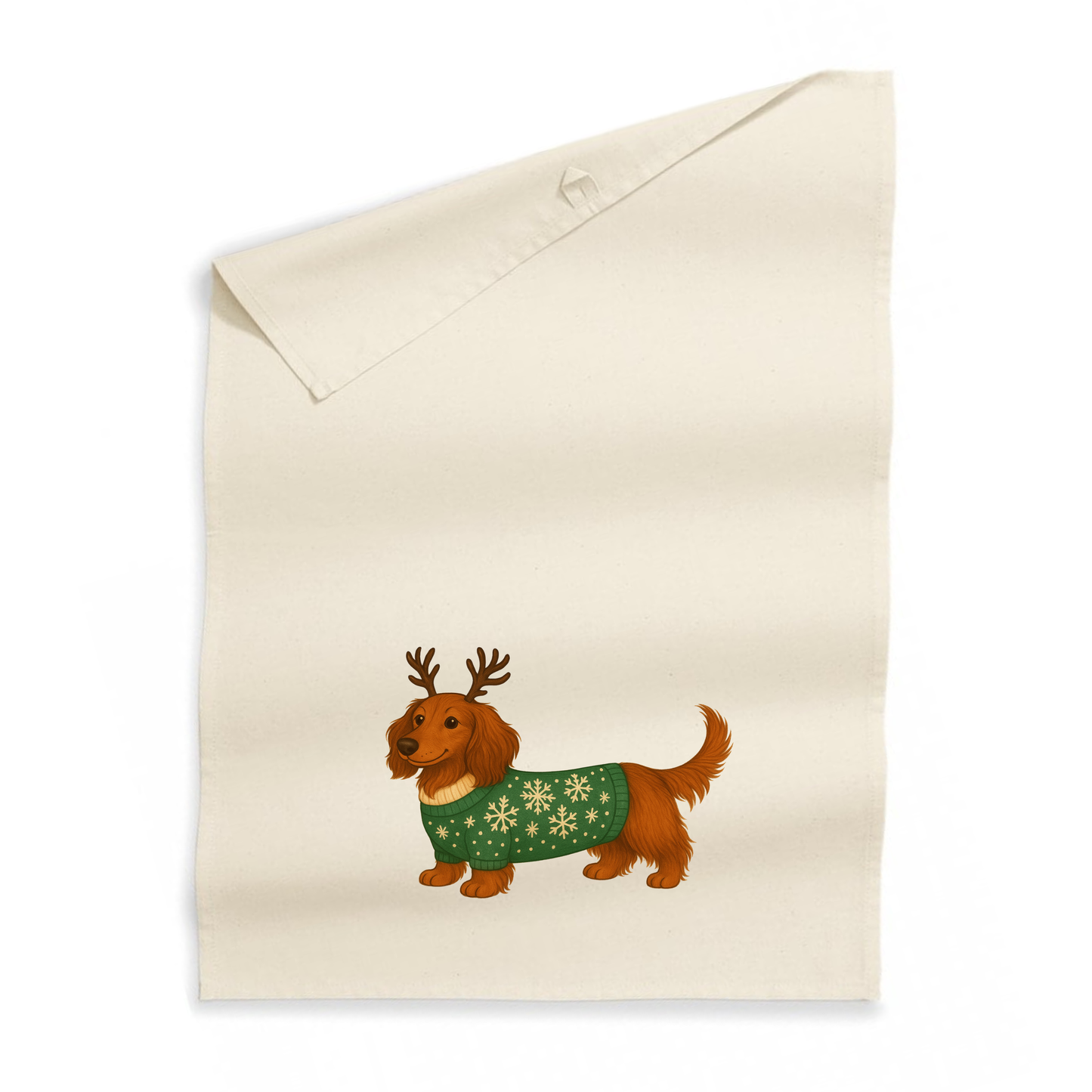 Christmas Dachshund Organic Cotton Tea Towel - 21 Designs to Choose From (Dispatch after 26th Nov)