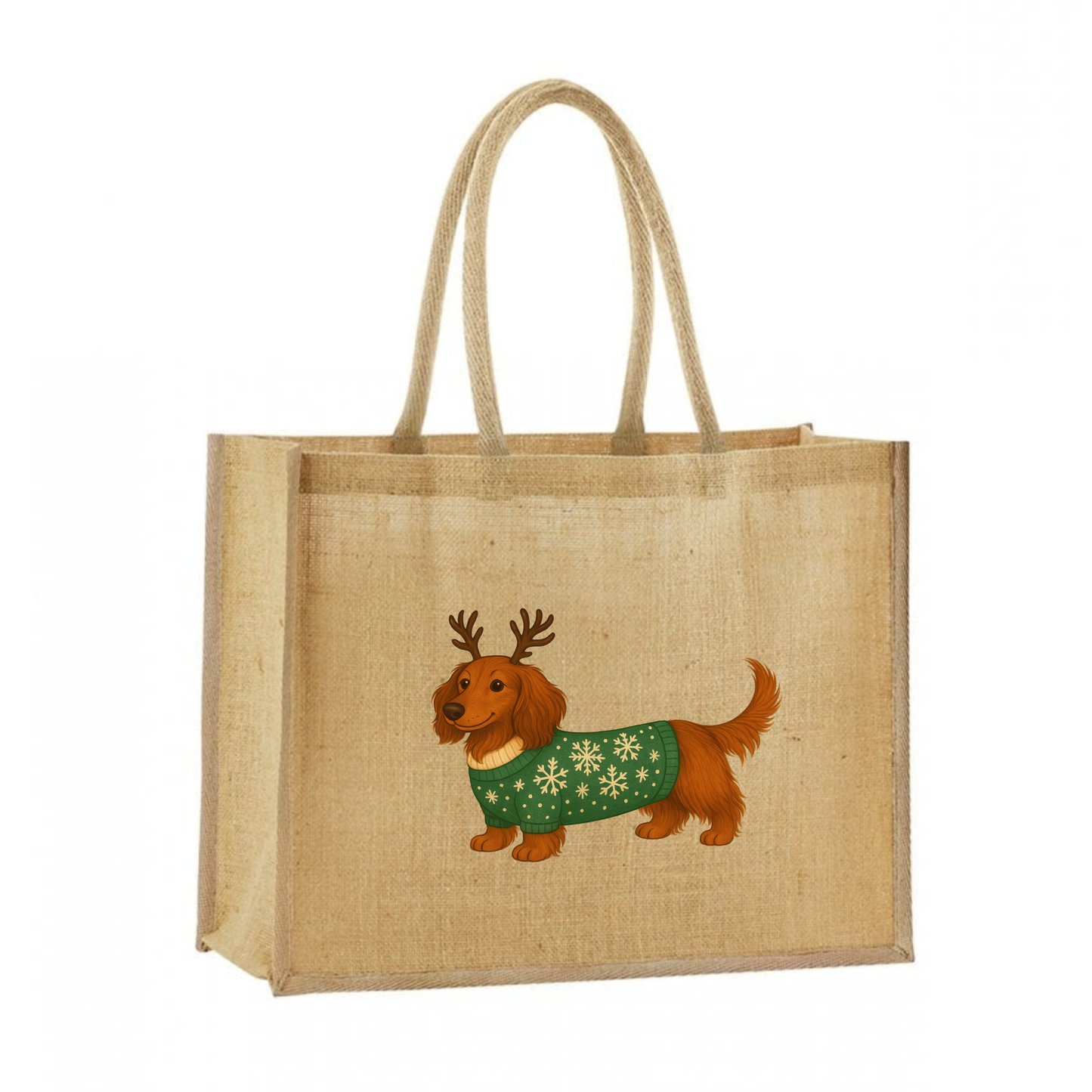 Christmas Dachshund Classic Jute Bag Shopper- 21 Designs to Choose From (Dispatch after 26th Nov)