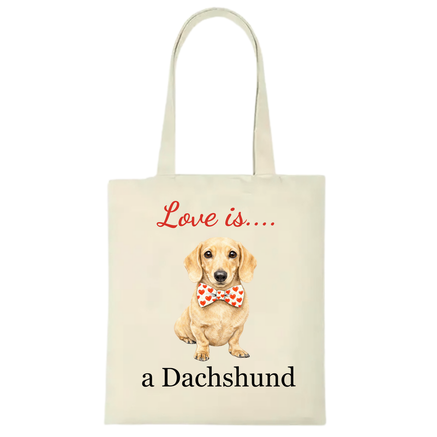 Love is... Personalised Dachshund Tote Bag - 22 options to choose from
