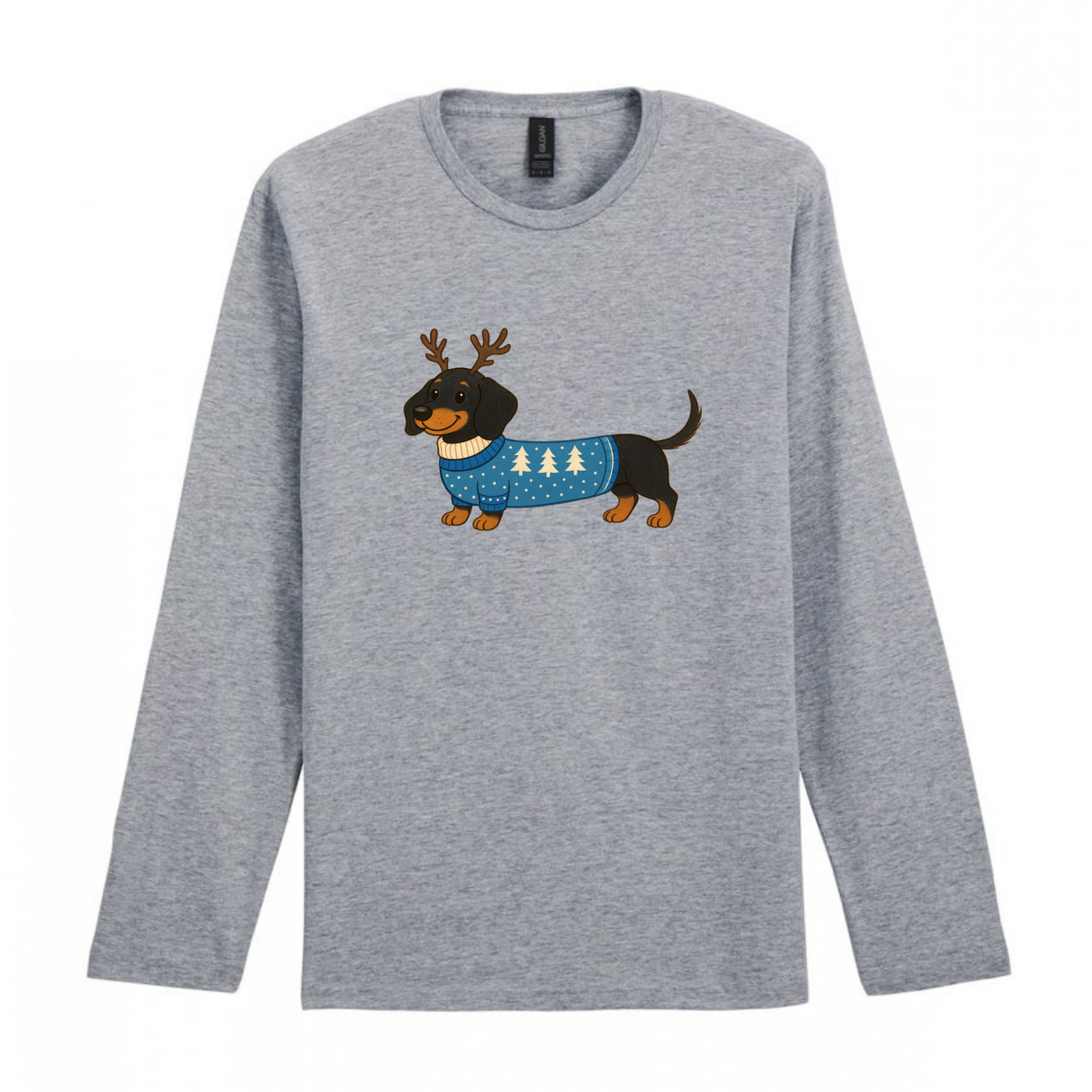 Christmas Dachshunds Grey Long Sleeved T Shirt - 21 Designs to Choose From (Dispatch after 26th Nov)