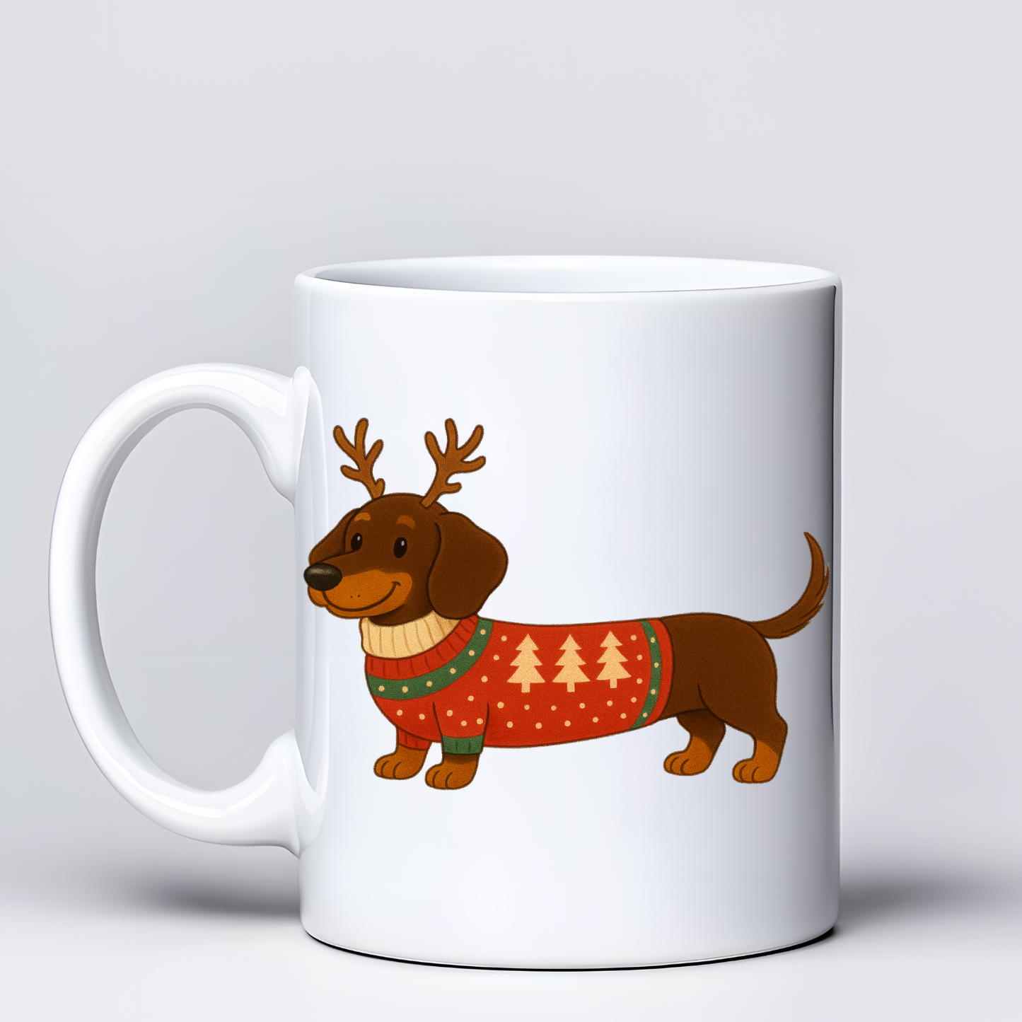 Smooth Haired Dachshund Christmas Mugs - Choice of Colours (Dispatch after 26th Nov)
