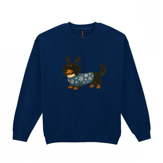 Christmas Black & Tan Long Hair Dachshunds Sweaters - Available in 8 Colours (Dispatch after 26th Nov)
