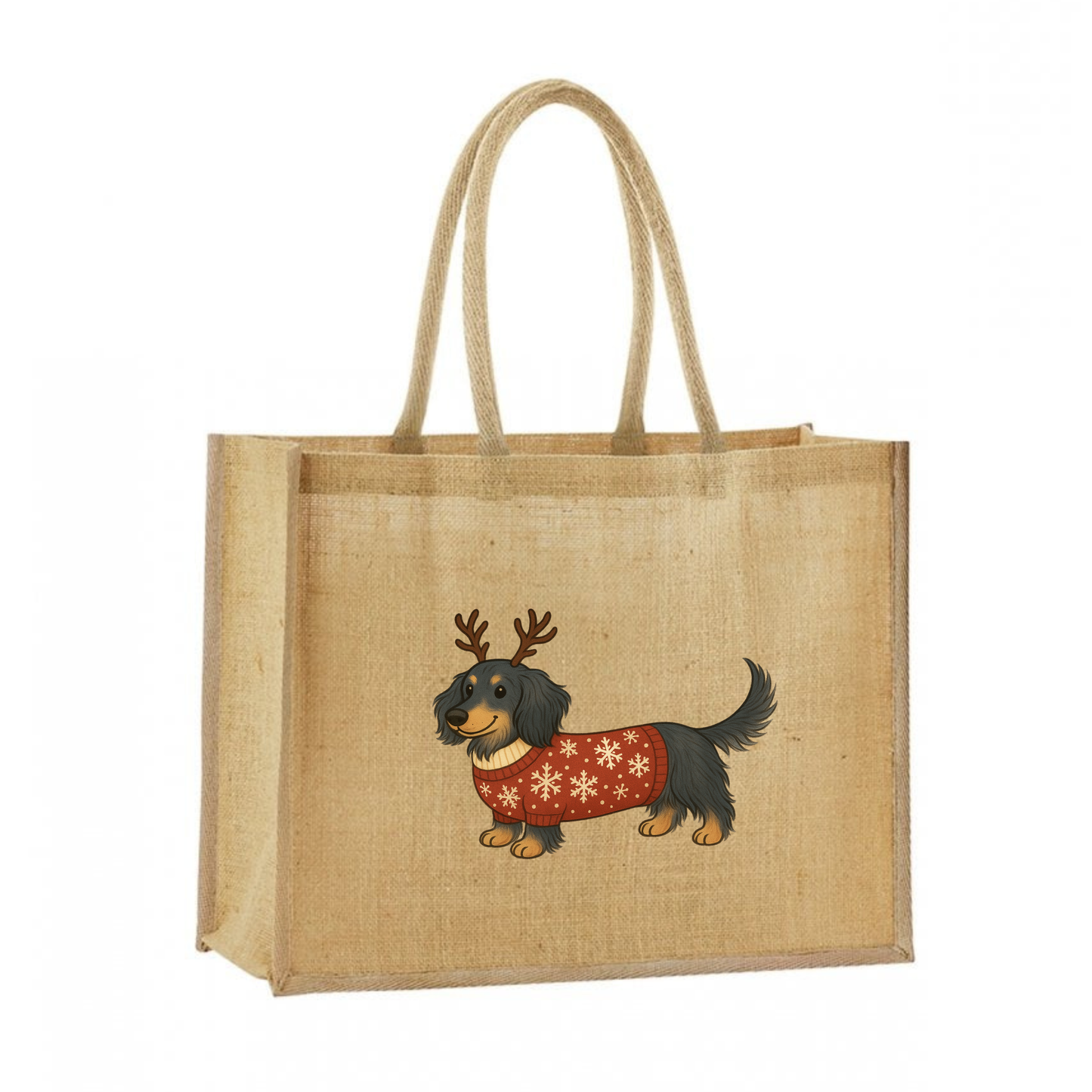 Christmas Dachshund Classic Jute Bag Shopper- 21 Designs to Choose From (Dispatch after 26th Nov)